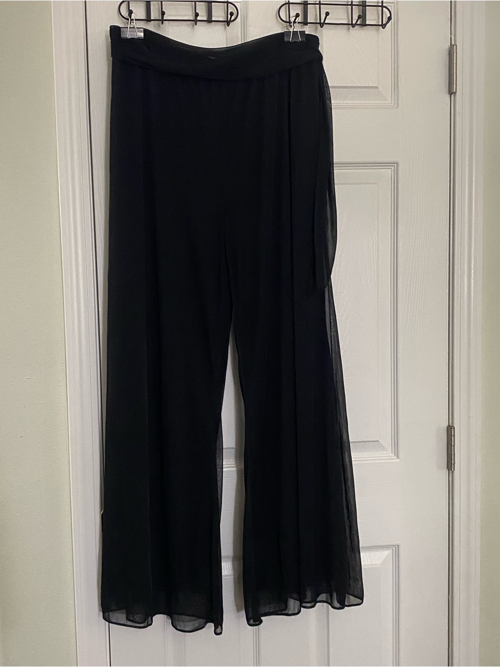 MSK Black Wide-Leg Chiffon Palazzo Pants